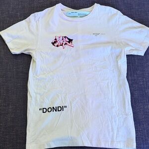 Off-White White Tee with Red and Black Graphic